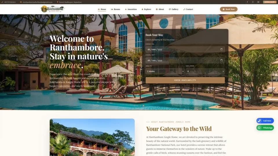 Hotel booking website with room availability and online payments